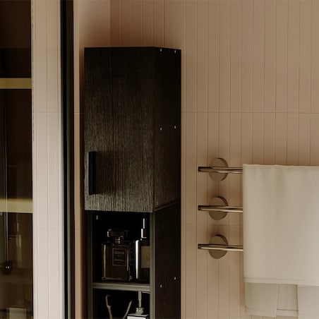 Regał łazienkowy stojący szafa czarny loft szafka półka słupek wysoki 182cm