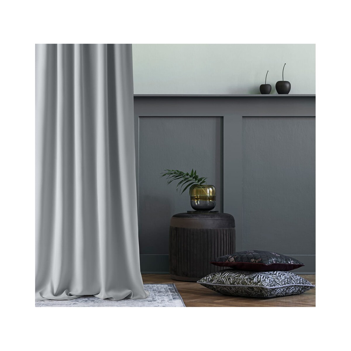 Zasłona Półzaciemniajaca Szara Jasna 140 x 250 Taśma Żabki Gładka Trwała