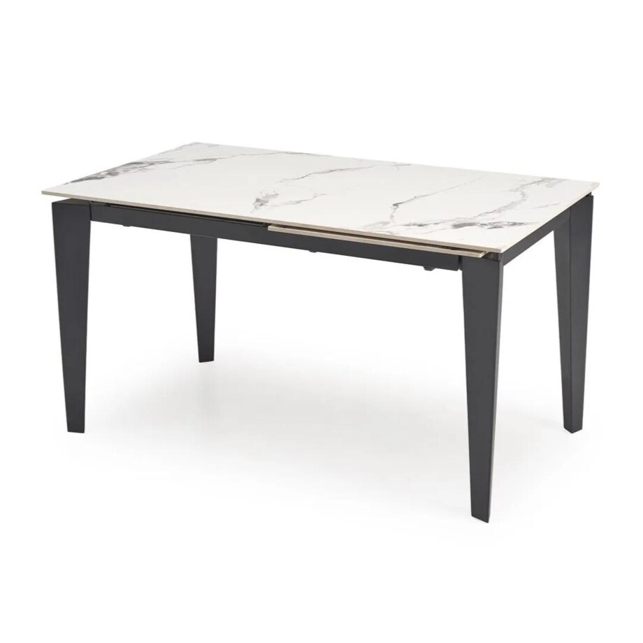 Stół rozkładany FELIX 141(201)x81 biały marmur/czarny