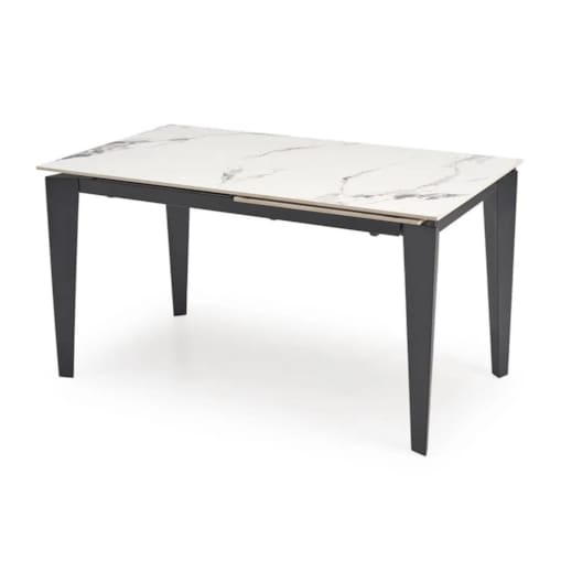 Stół rozkładany FELIX 141(201)x81 biały marmur/czarny