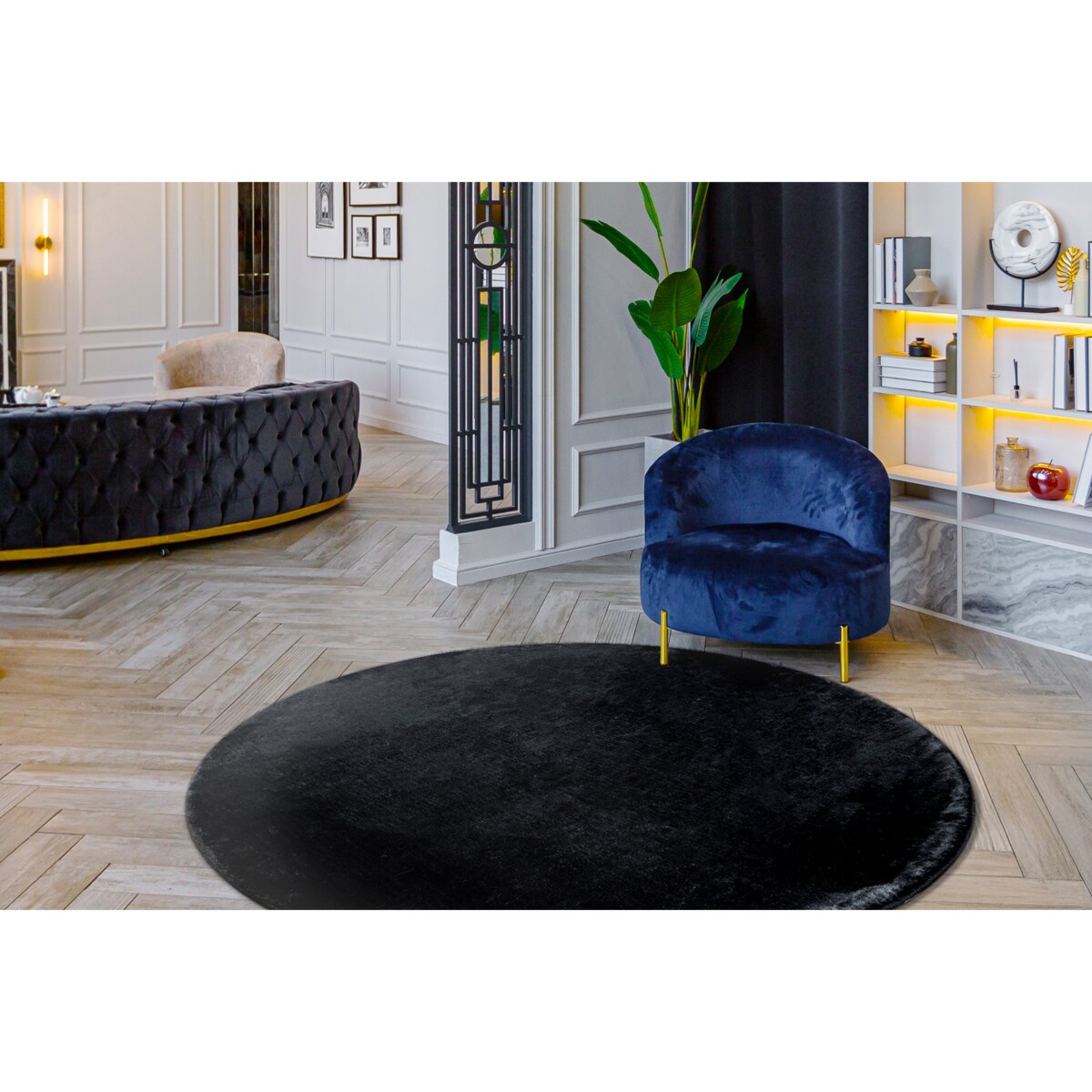 Dywan VISCO koło ciemnoszary 5 pluszowy, koło 200 cm