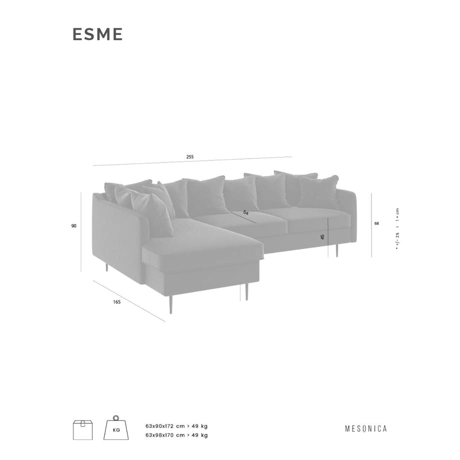 Esme Sofa narożna - turkusowa