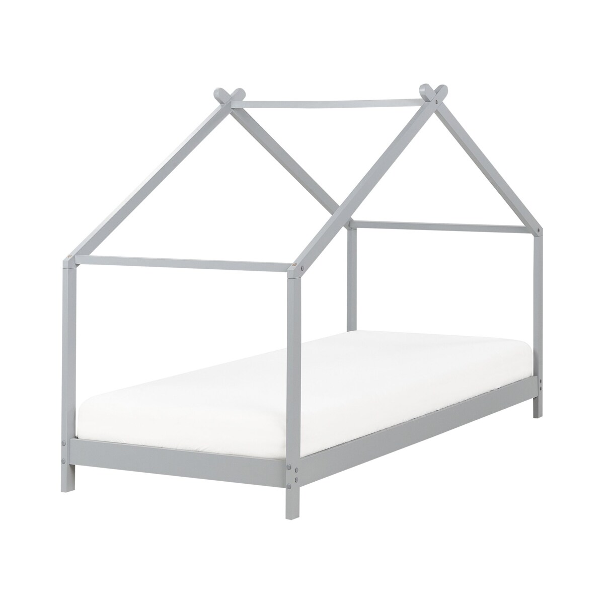 Łóżko dziecięce domek drewniane 90 x 200 cm szare ORLU