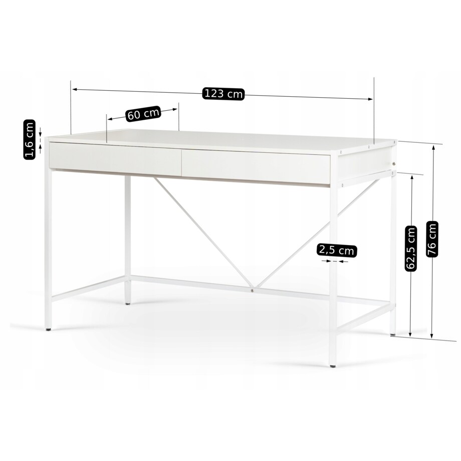 Biurko Toaletka Biała Z Szufladami Biurowe Prostokątne ALLY 123 cm