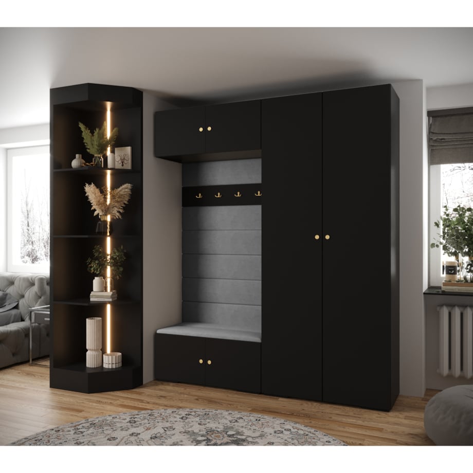 Garderoba do przedpokoju INOVA 2 Z18 czarny+złoty+manila16