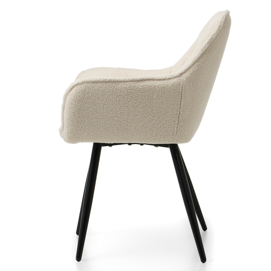 Krzesło tapicerowane pikowane tkanina boucle teddy SIENA jasnobeżowa