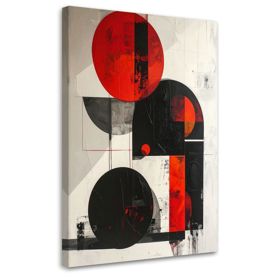 Obraz do salonu sypialni biura, Abstrakcja koła geometryczne czerwony czarny