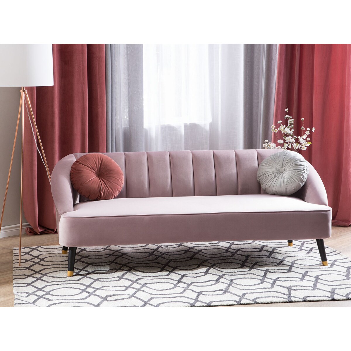 Sofa 3-osobowa welurowa różowa ALSVAG