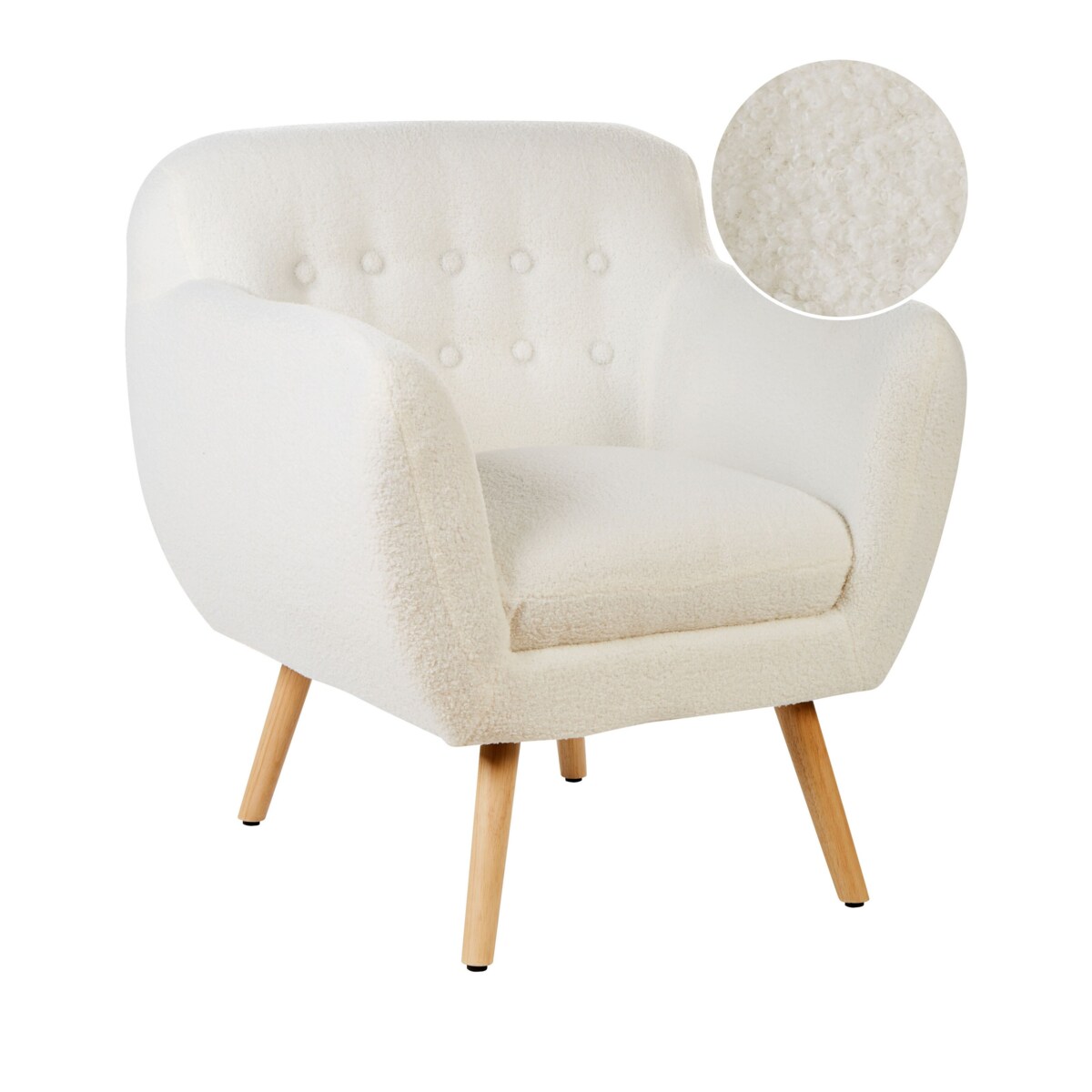 Boucle Fotel Biały MELBY