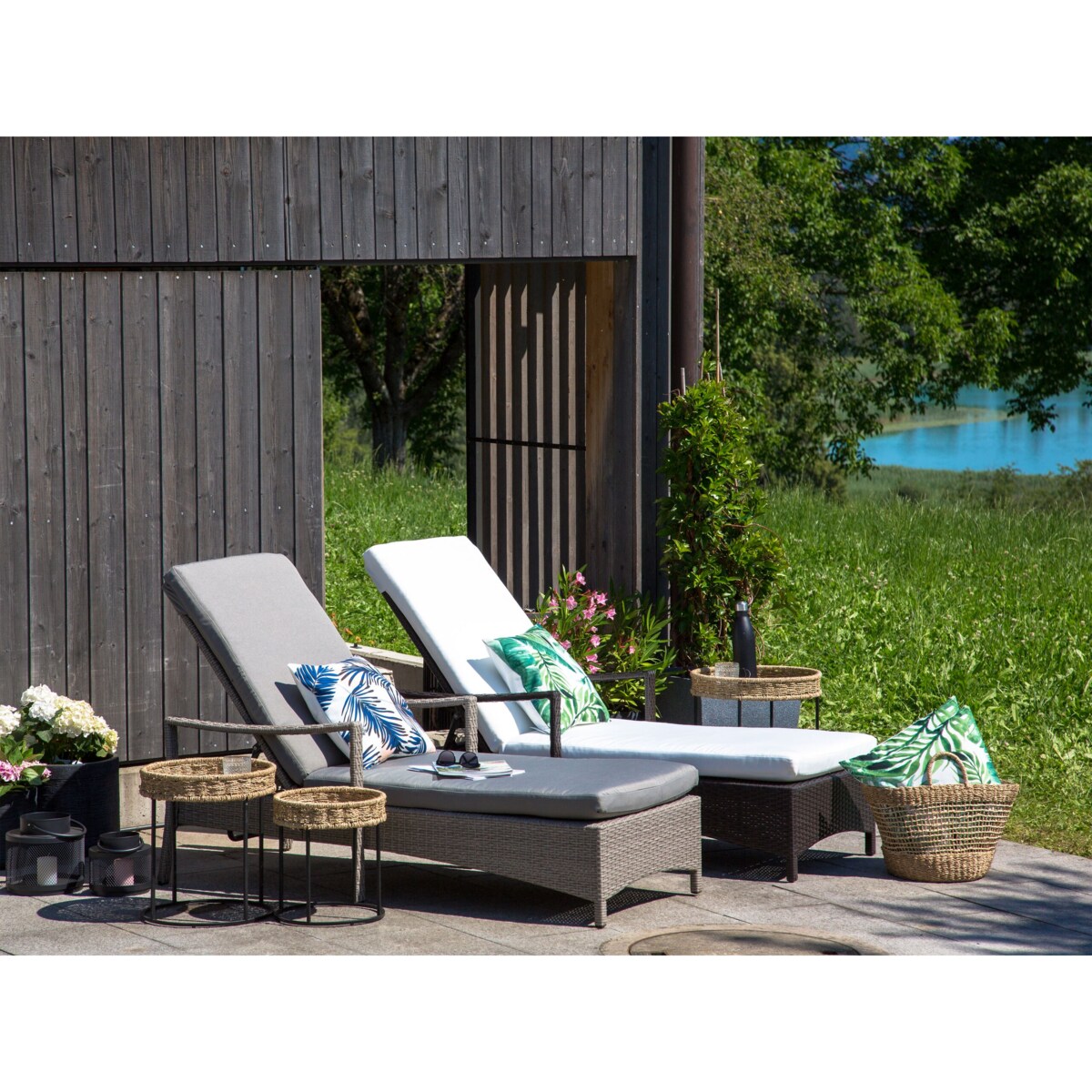 Leżak ogrodowy z technorattanu szary VASTO