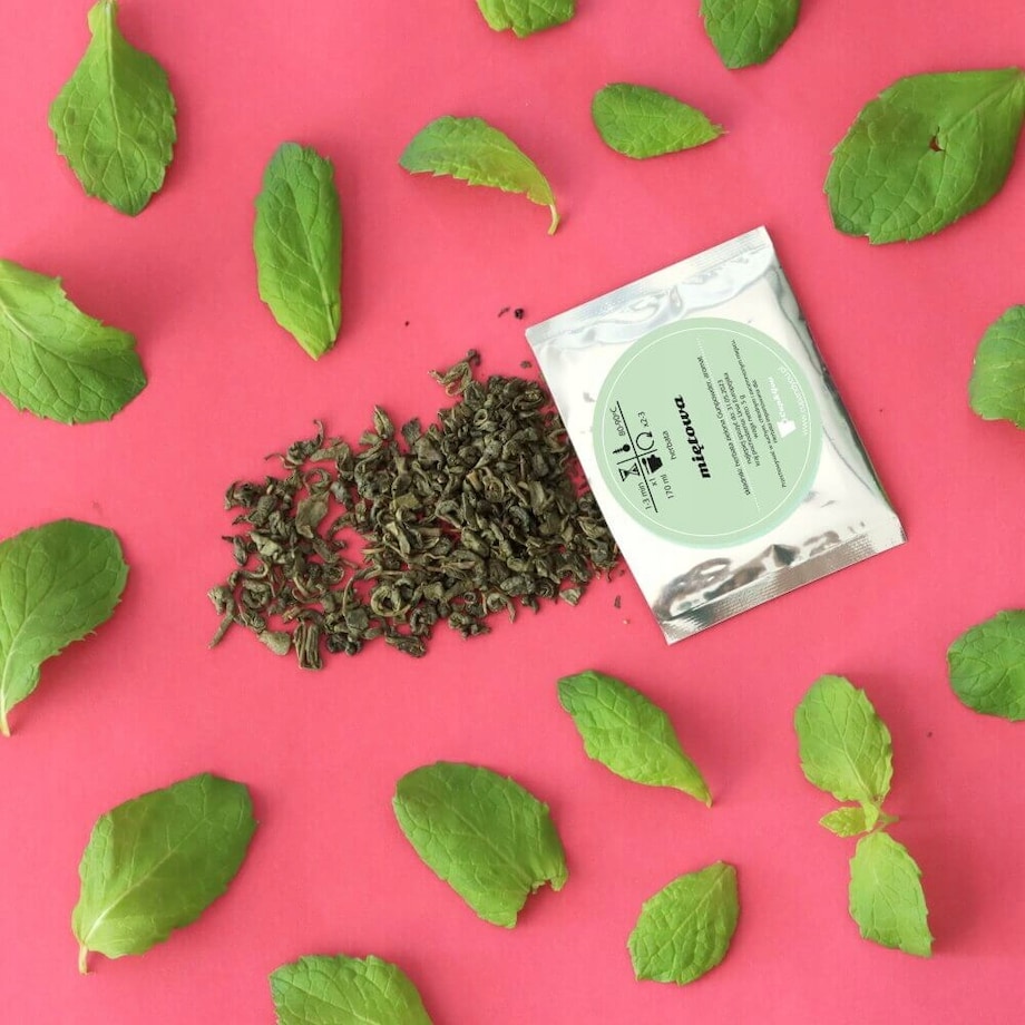 Herbata zielona MIĘTOWA gunpowder premium na prezent sypana liściasta 200g - herbata liściasta sypana mieszanka napar susz