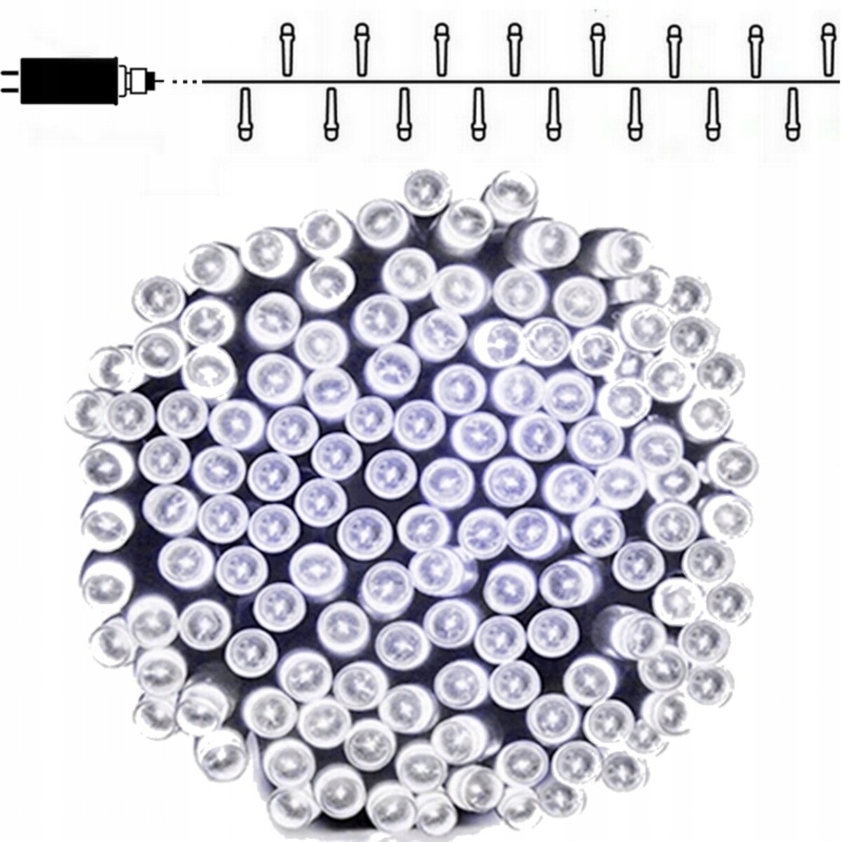 Lampki choinkowe zewnętrzne wewnętrzne 500 Led Zimny Biały Girlanda