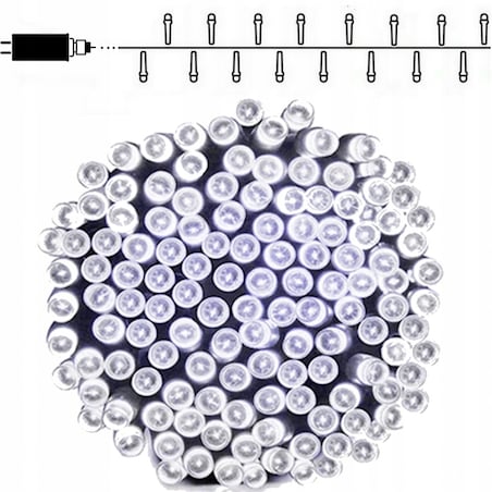 Lampki choinkowe zewnętrzne wewnętrzne 500 Led Zimny Biały Girlanda