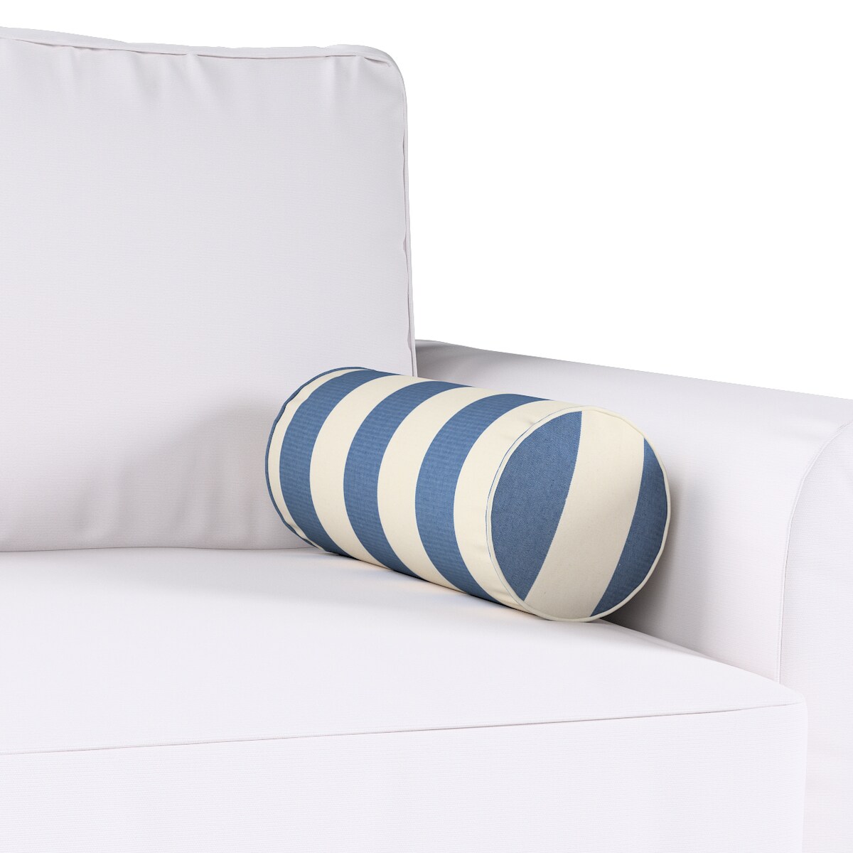 Poduszka wałek prosty, niebiesko-białe pionowe pasy (5,5cm), Ø16 x 40 cm, Quadro