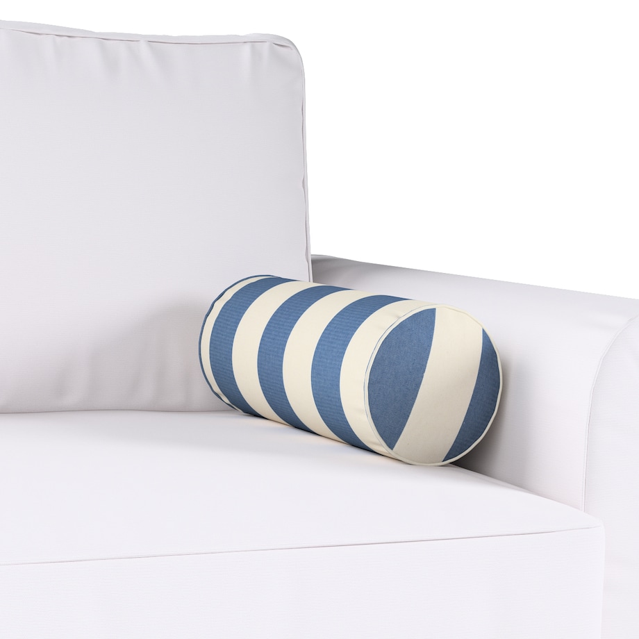 Poduszka wałek prosty, niebiesko-białe pionowe pasy (5,5cm), Ø16 x 40 cm, Quadro