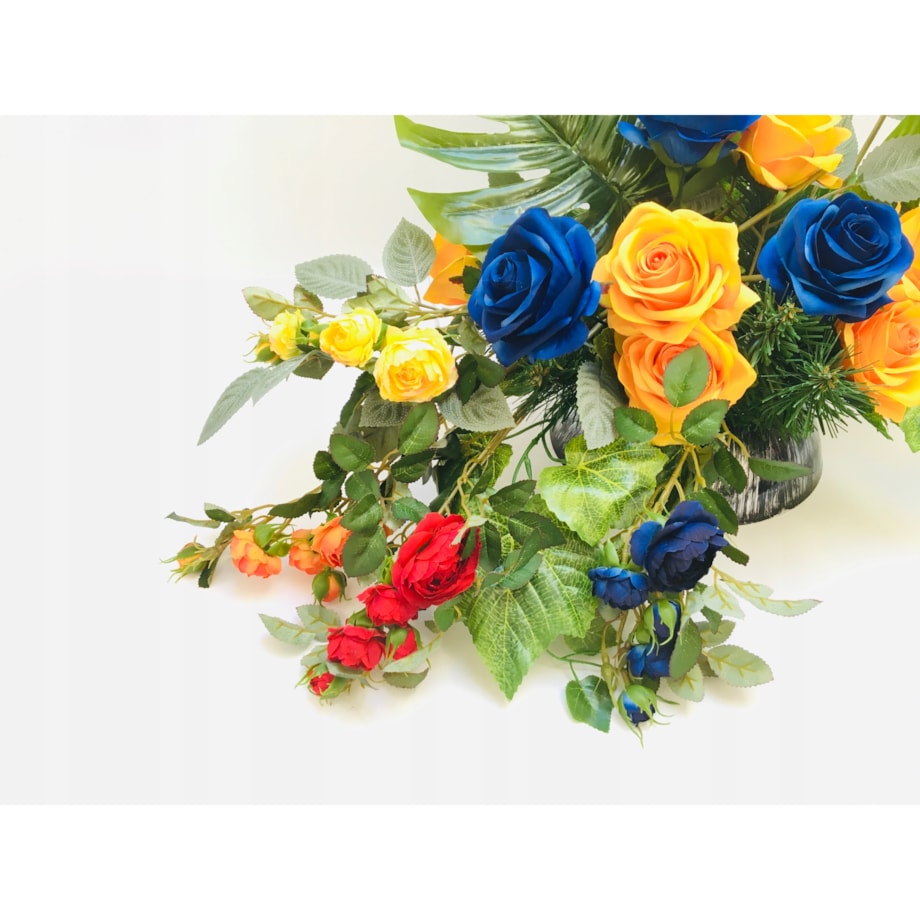 GAŁĄZKA RÓŻA żółta stroika bukietu sztuczna wiązanka pączki liście święta