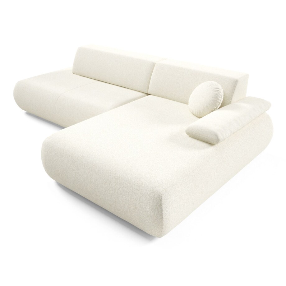 Narożnik rozkładany PENTI z pojemnikiem na pościel, prawy, ecru