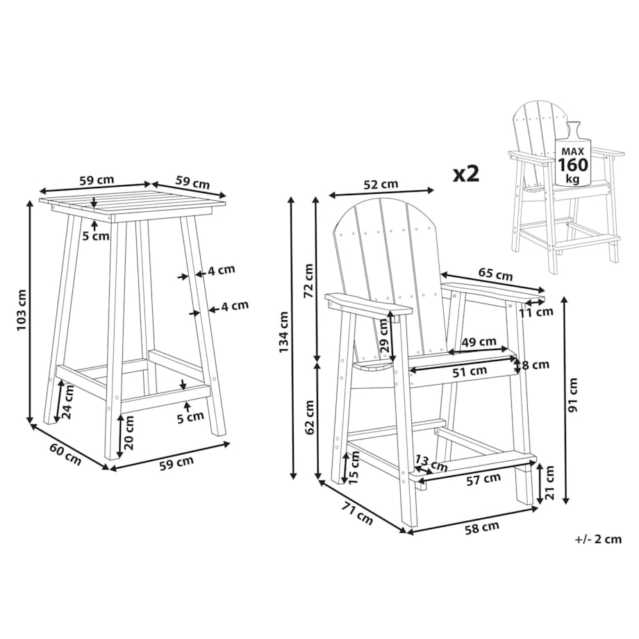 Zestaw mebli balkonowych Materiał syntetyczny Czerwony ADIRONDACK
