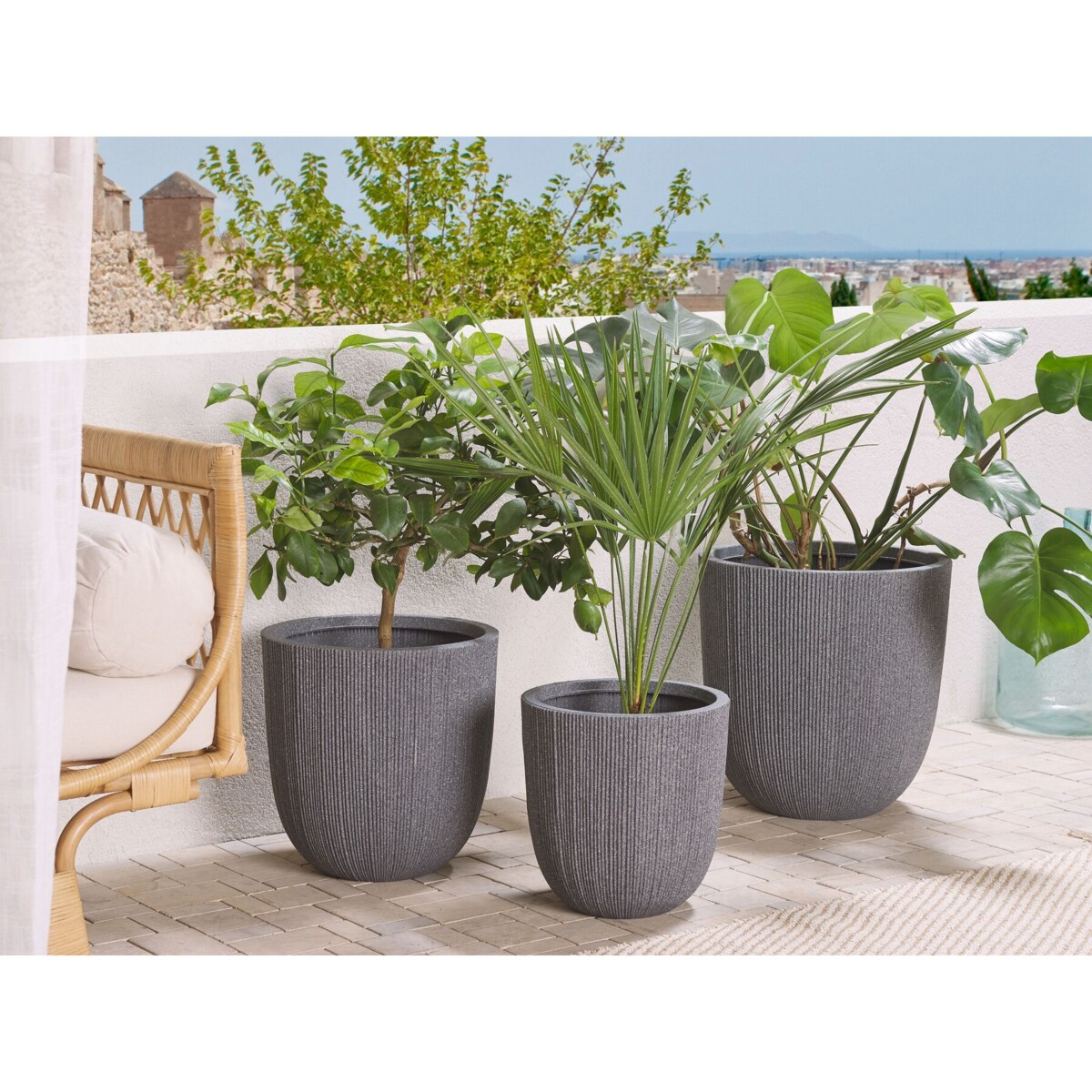 Doniczka 31 x 31 x 33 cm szara CHIOS