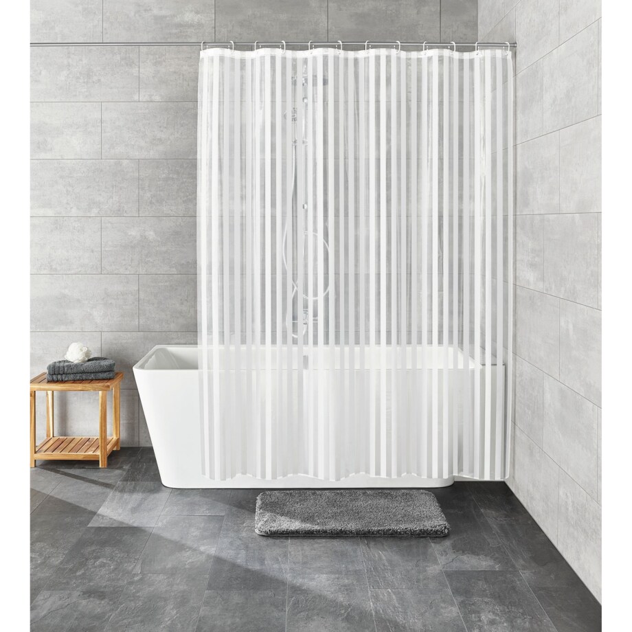 Kleine Wolke Noa Ekologiczna Zasłona prysznicowa biała paski 180x200 cm PEVA bezzapachowa