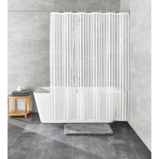 Kleine Wolke Noa Ekologiczna Zasłona prysznicowa biała paski 180x200 cm PEVA bezzapachowa