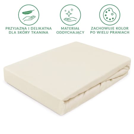 Prześcieradło z bawełny jersey z gumką 70x140 kolor Ecru