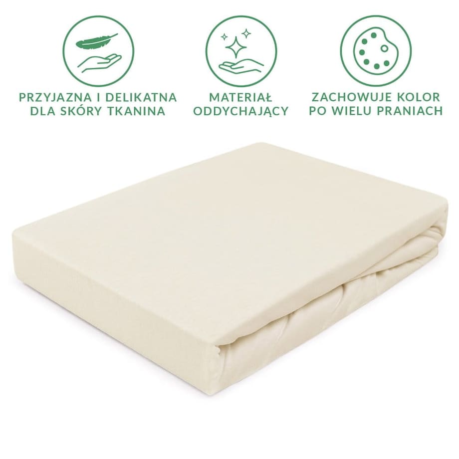 Prześcieradło z bawełny jersey z gumką 70x140 kolor Ecru