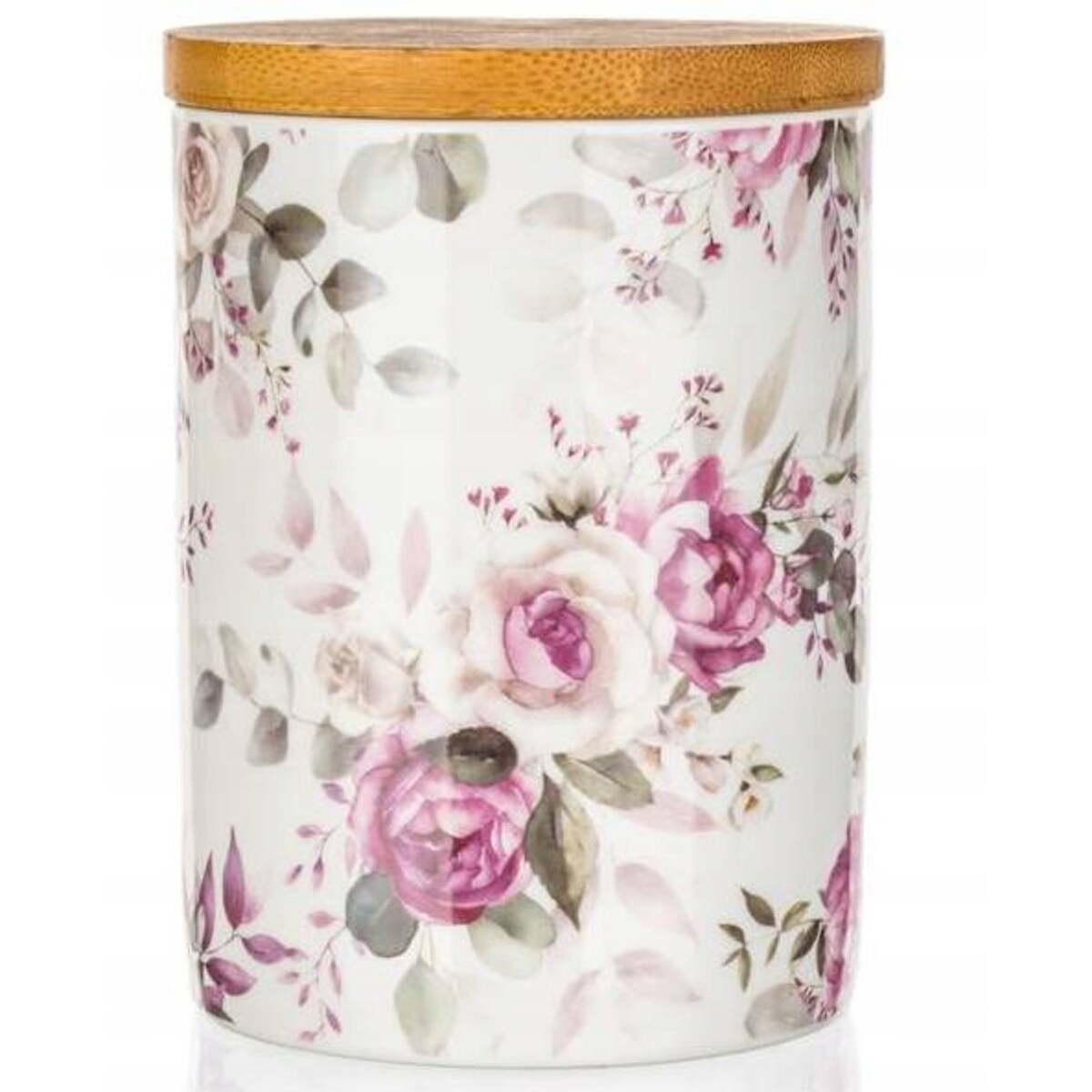 POJEMNIK ceramika W RÓŻE kwiaty pokrywa do kawy herbaty przyprawy zioła