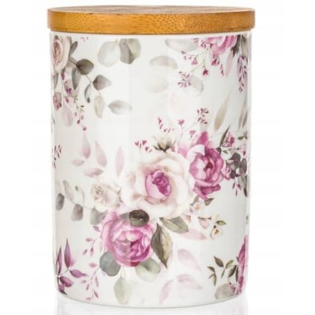 POJEMNIK ceramika W RÓŻE kwiaty pokrywa do kawy herbaty przyprawy zioła