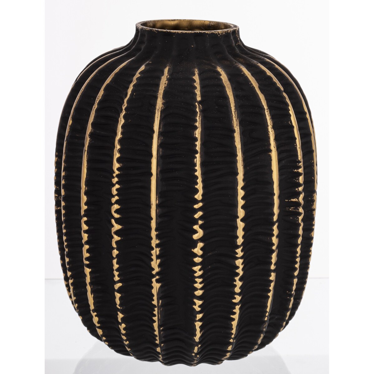 Wazon szklany 19x15x15 cm KADO-3 ze złotym prążkowaniem