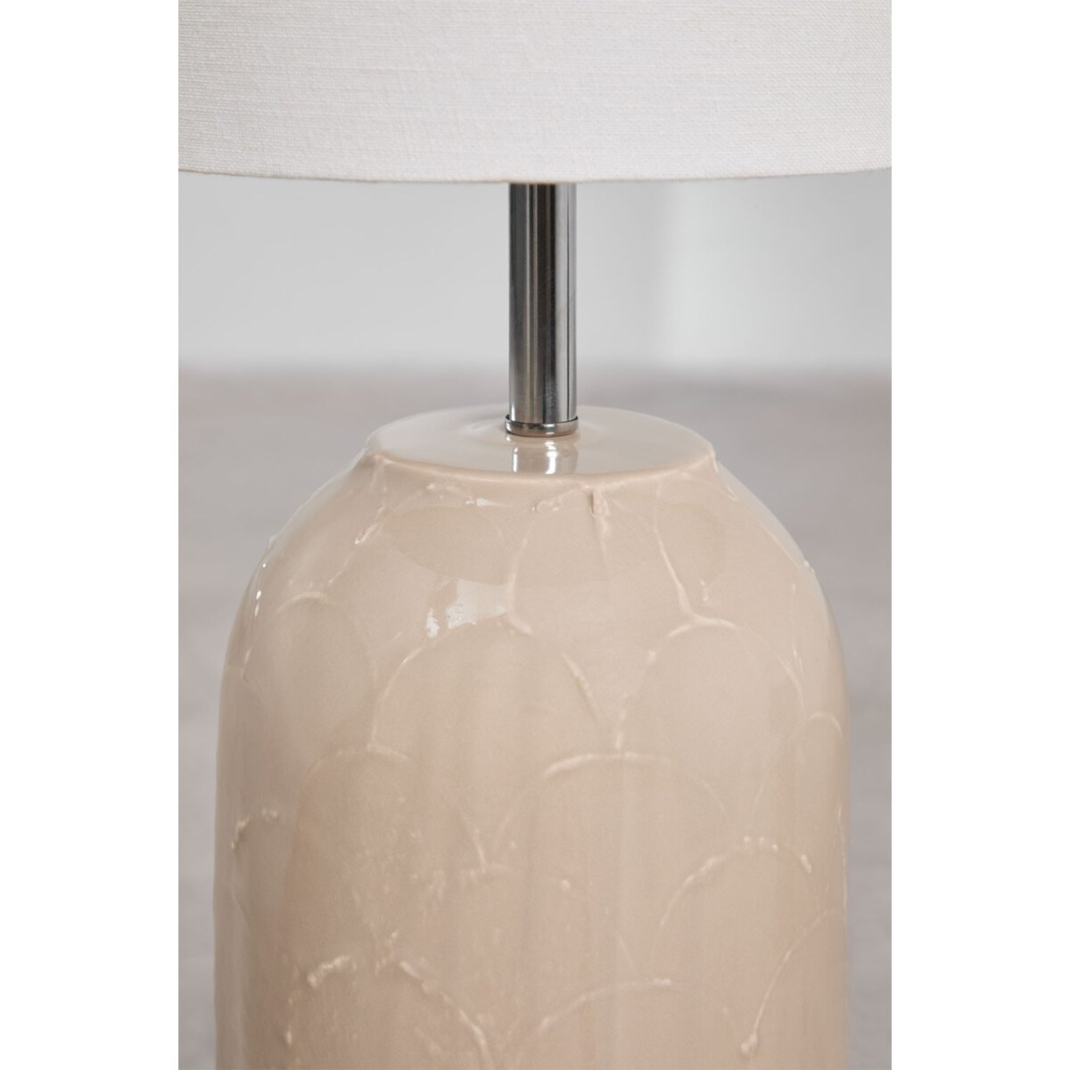 Lampa podłogowa z ceramiki i lnu Canela kremowa