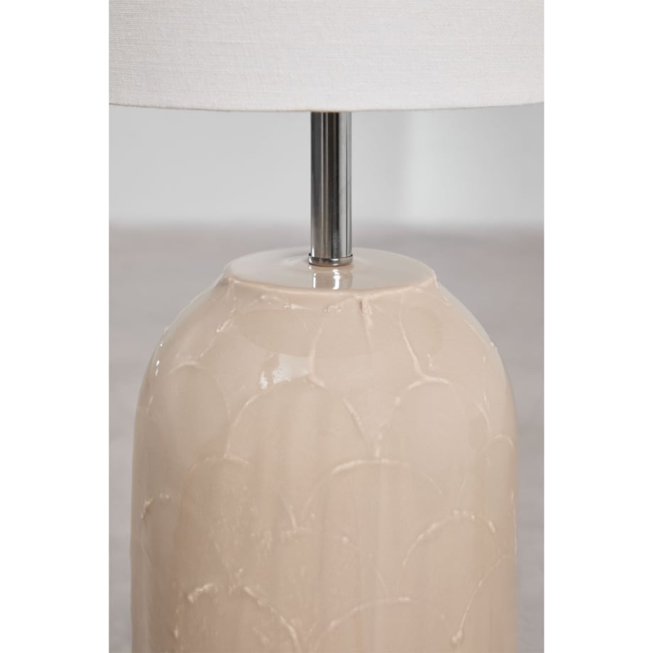 Lampa podłogowa z ceramiki i lnu Canela kremowa