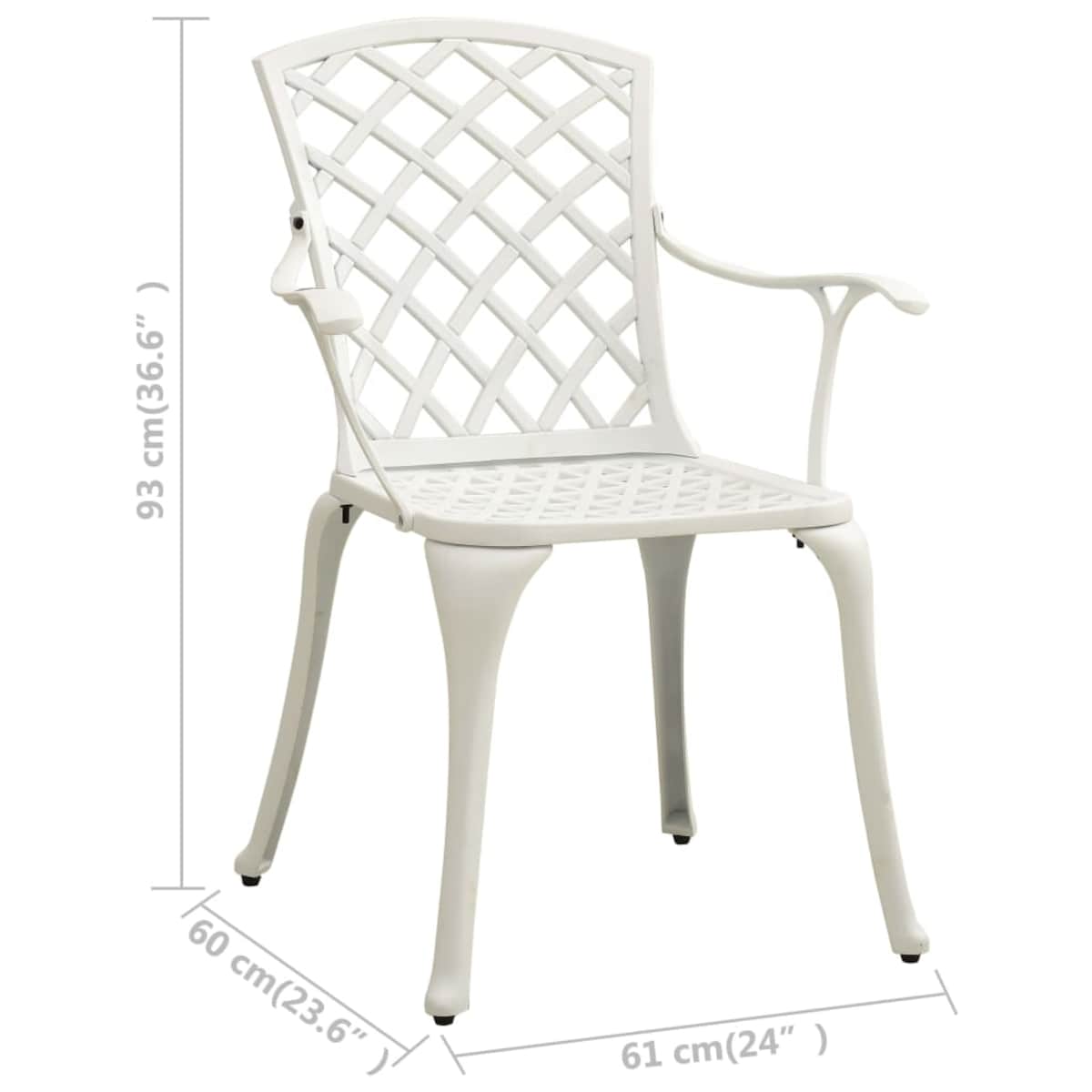 vidaXL Krzesła ogrodowe 2 szt., odlewane aluminium, białe