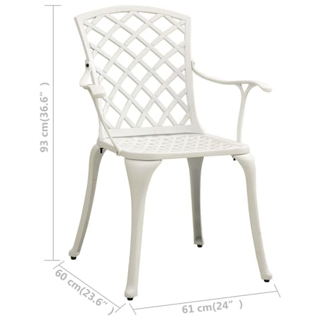 vidaXL Krzesła ogrodowe 2 szt., odlewane aluminium, białe