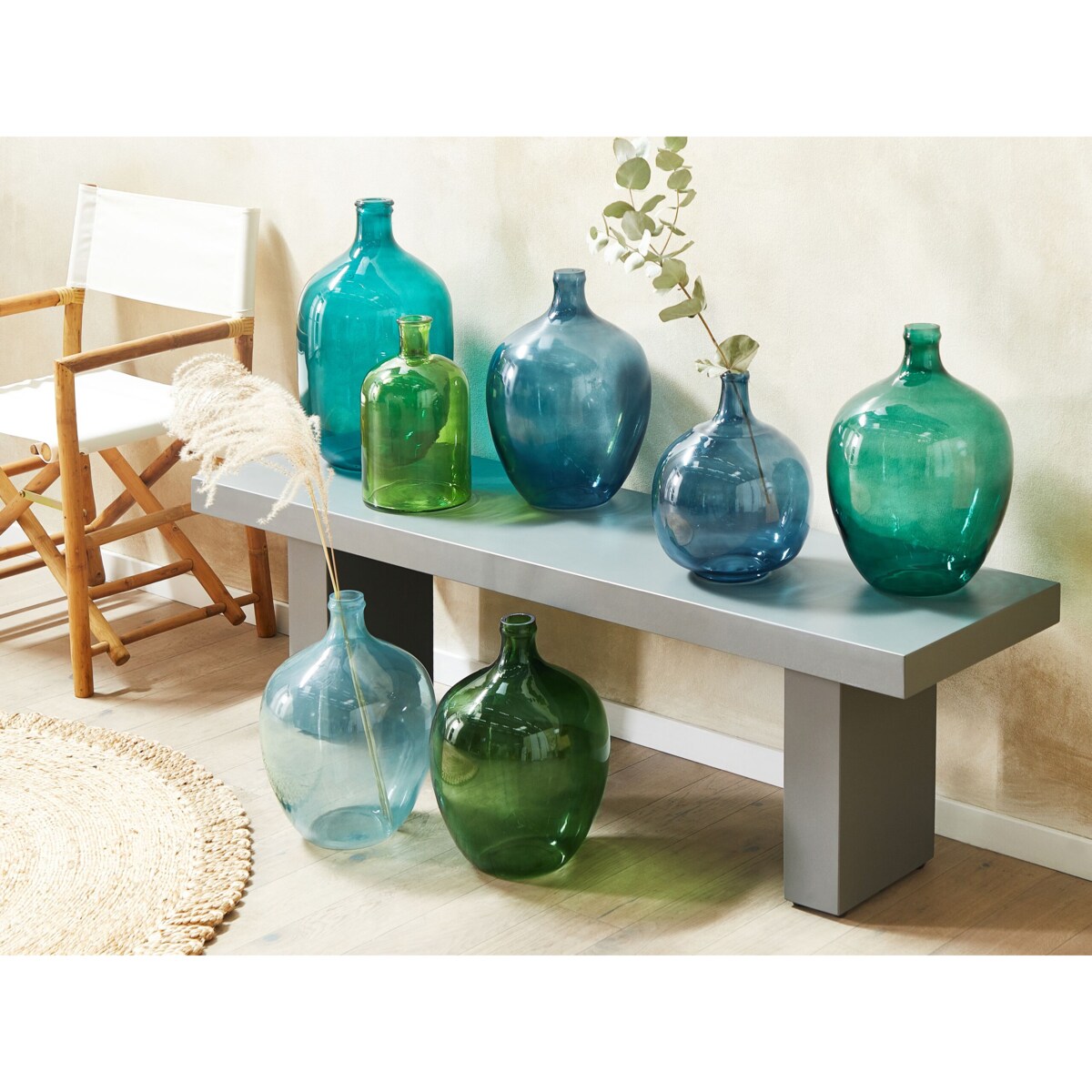 Wazon na kwiaty szklany 39 cm turkusowy ROTI