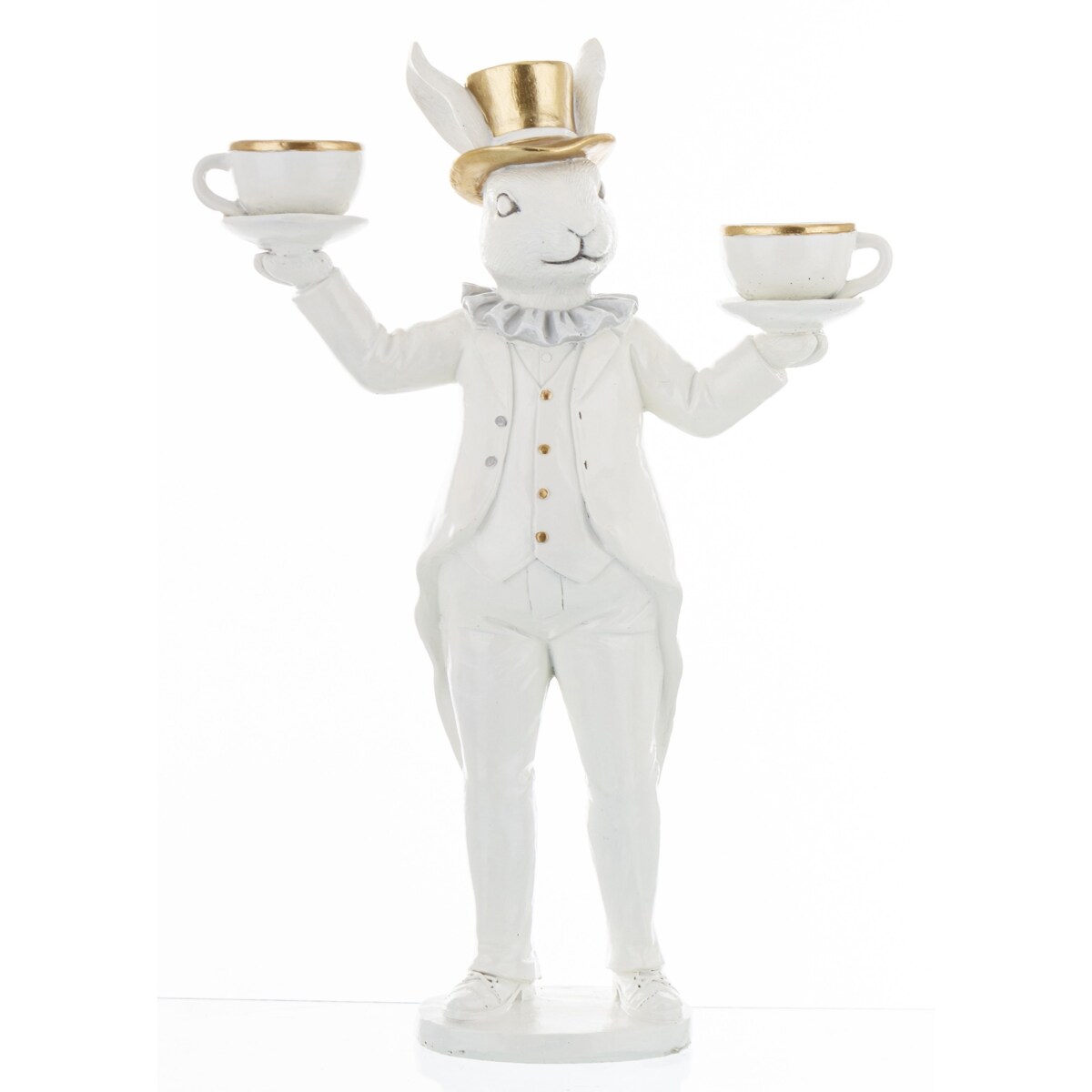 Dekoracja - królik z filiżankami 30,5x19x7 cm CAMERIERE