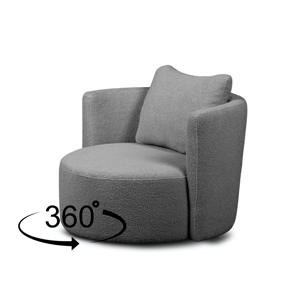 KONSIMO RAGGI Fotel i puf obrotowy baranek ciemnoszary baranek