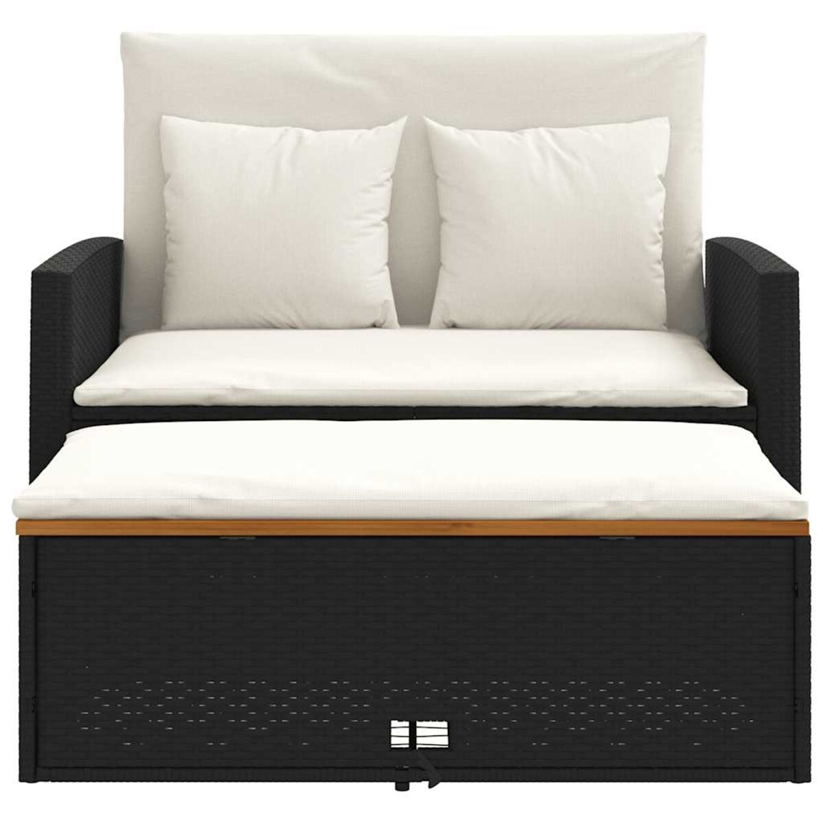 vidaXL Sofa ogrodowa z poduszkami, 2-os., czarna, rattan PE i akacja