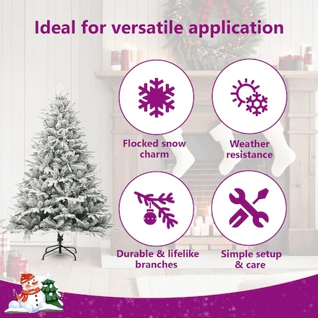 vidaXL Sztuczna choinka pokryta śniegiem, zielona, 180 cm, PVC i PE