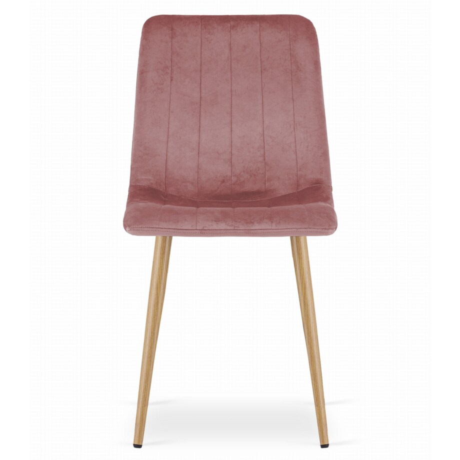 Krzesło Do Jadalni Kuchni Salonu Lava - Różowy Aksamit / Nogi Kolor Drewna X 4