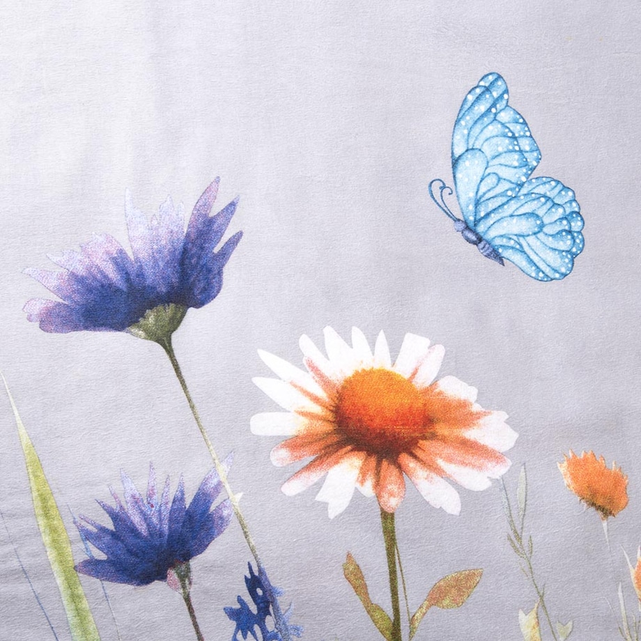 Pościel flanelowa 160x200 Florina Mist szara z kolorowymi kwiatami, Flanelove