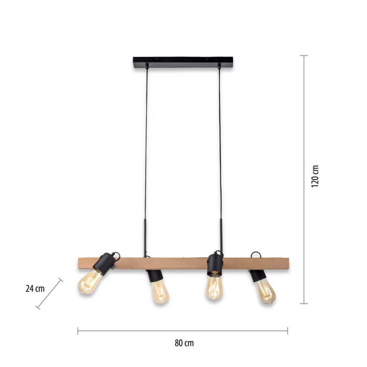 Wisząca lampa skandynawska Canop drewniana belka do salonu