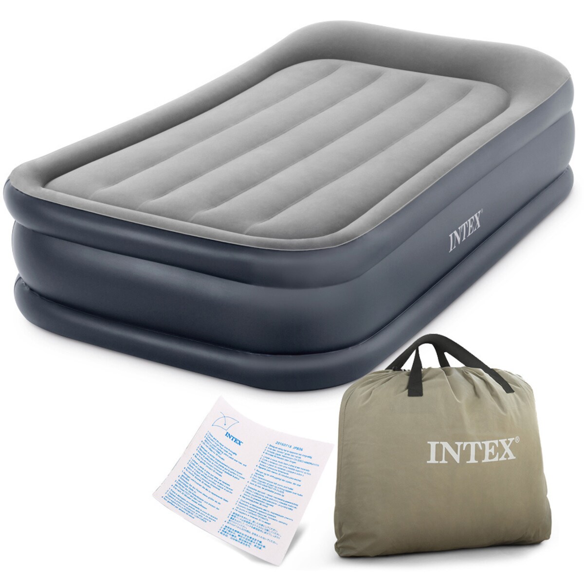 Materac welurowy z pompką 191x99x42 cm INTEX