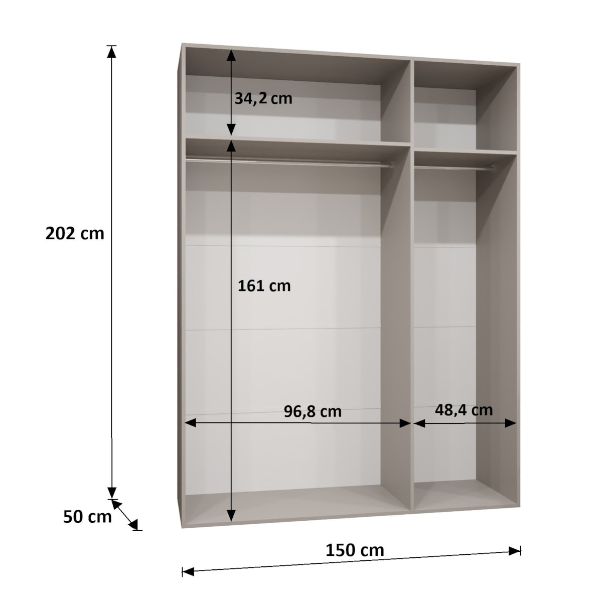 Szafa uchylna Sandi 1 150 wys 202 cm Czarny + u Kaszmir