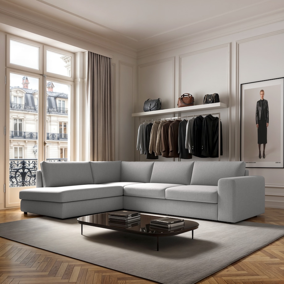 Sofa narożna lewa Baga jasno szara