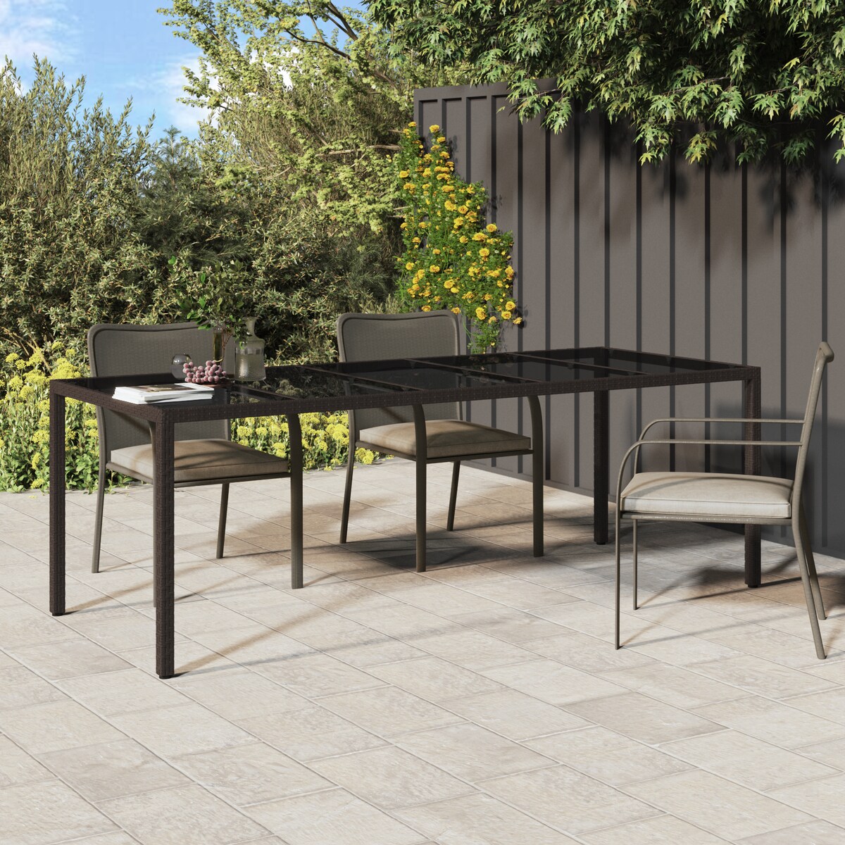 vidaXL Stół do jadalni Brązowy 250x100x75 cm Polirattan