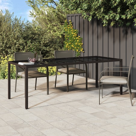 vidaXL Stół do jadalni Brązowy 250x100x75 cm Polirattan