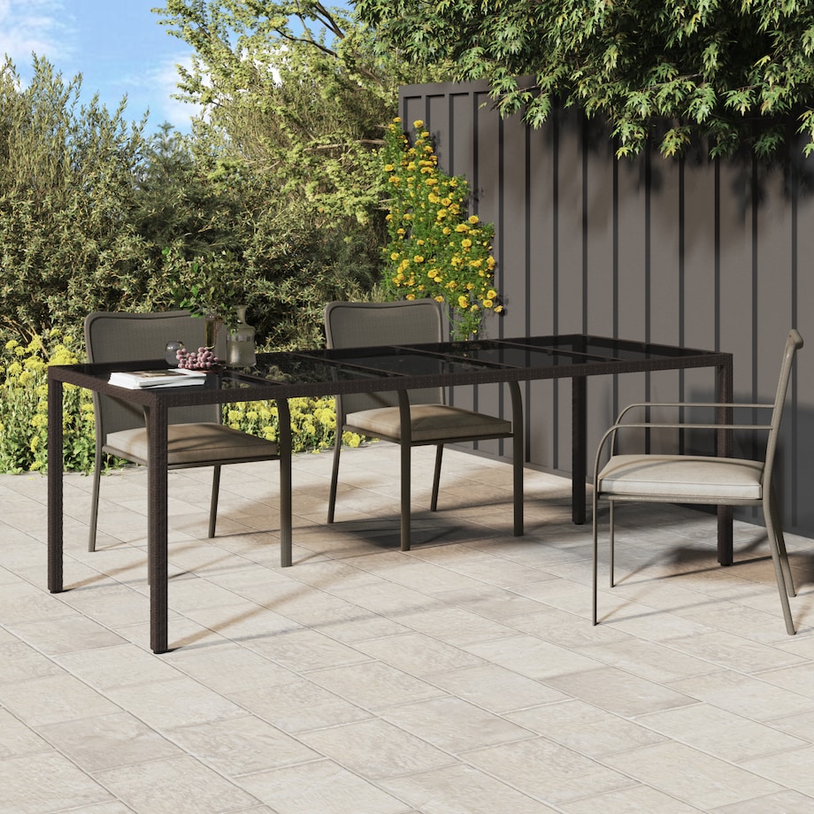 vidaXL Stół do jadalni Brązowy 250x100x75 cm Polirattan