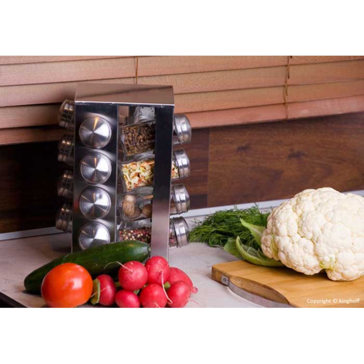 Zestaw pojemników na przyprawy 17 elementów przyprawnik KINGHOFF