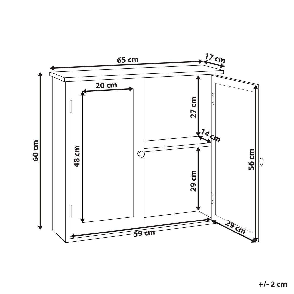 Szafka łazienkowa wisząca z lustrem ALAMOS 65 cm 60 cm Biały